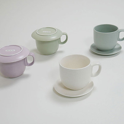 Round mug book set for 4 people (Component: Round mug 4 EA + Macaron clerk 4 EA)