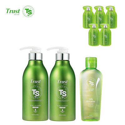 [TS샴푸] 트러스트 TS 샴푸 500ml×2개+TS  실크 케라틴 헤어 에센스 170ml + 프리미엄 샴푸 6ml×5개