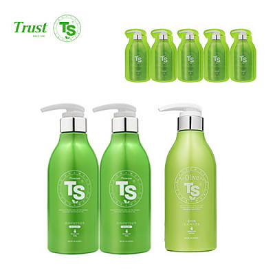 [TS샴푸] 프리미엄 TS 샴푸 500ml×2개+ 올리브 TS 트리트먼트 500ml+ 프리미엄 샴푸 6ml×5개