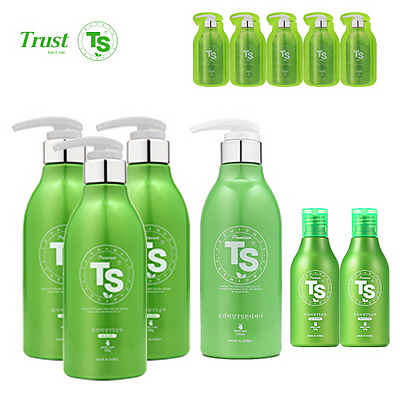 [TS샴푸] 프리미엄 TS 샴푸 500ml×3개+ 프리미엄 TS 샴푸 100ml×2개+프리미엄 TS 컨디셔너 500ml+프리미엄 샴푸 6ml×5개