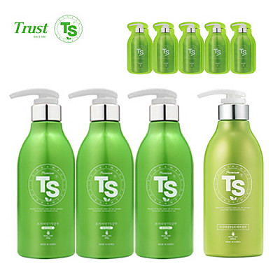 [TS샴푸] 프리미엄 TS 샴푸 500ml×3개+ 프리미엄 TS 트리트먼트 500ml+프리미엄 샴푸 6ml×5개