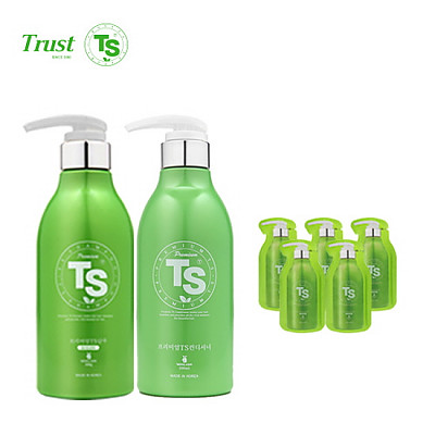 [TS샴푸] 프리미엄 TS 샴푸 500ml+프리미엄  TS 컨디셔너 500ml+프리미엄 샴푸 6ml×5개